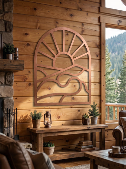 Mountain Sunrise & River Metal Wall Art