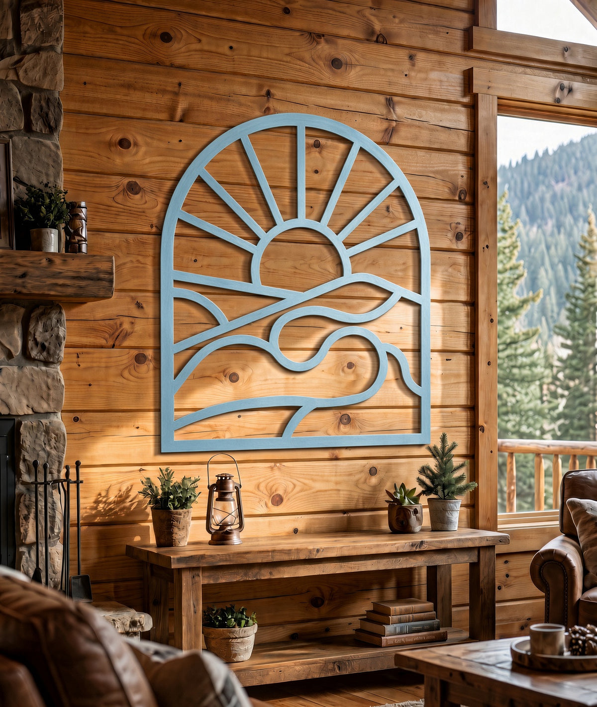 Mountain Sunrise & River Metal Wall Art