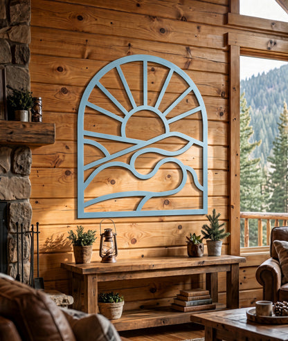 Mountain Sunrise & River Metal Wall Art