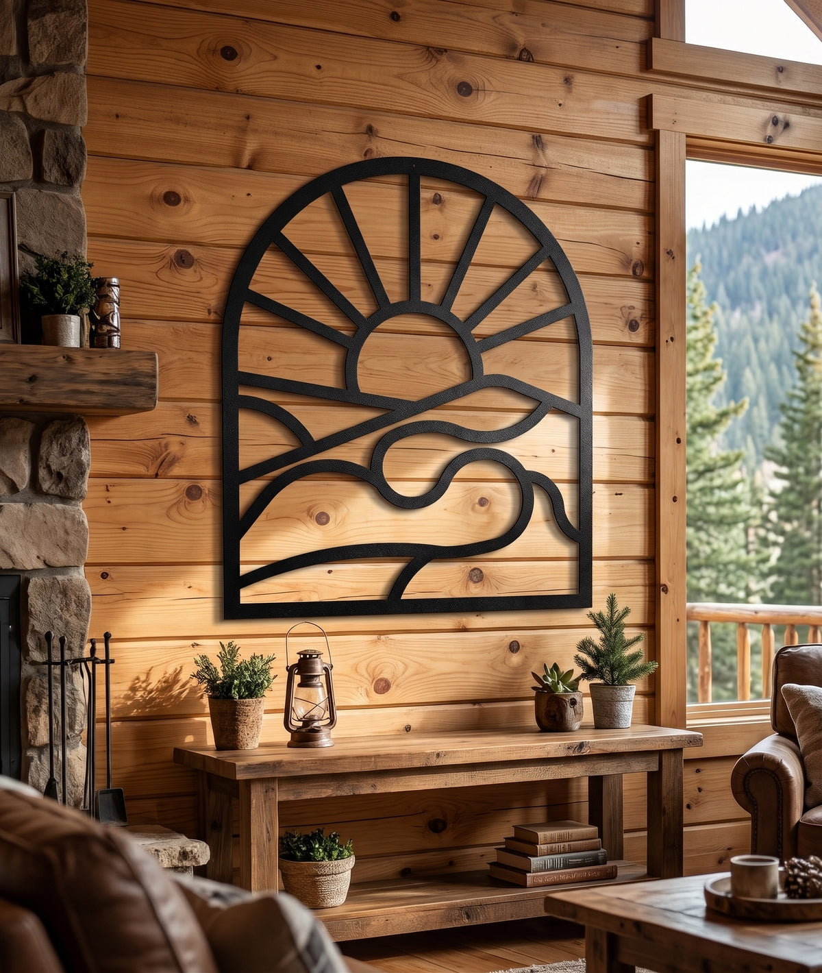 Mountain Sunrise & River Metal Wall Art