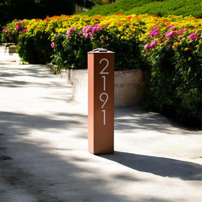 XL modern address numbers column in 14-gauge powder-coated steel