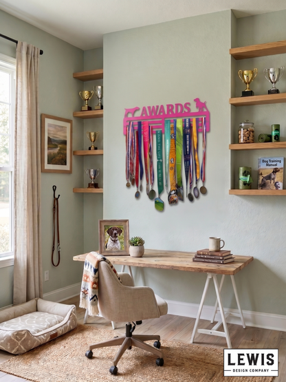 Dog medal holder with ribbons
