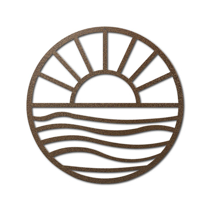 Sun and Waves Metal Wall Art - Handmade Coastal Sign for Patio, Beach House & Lake Home Decor