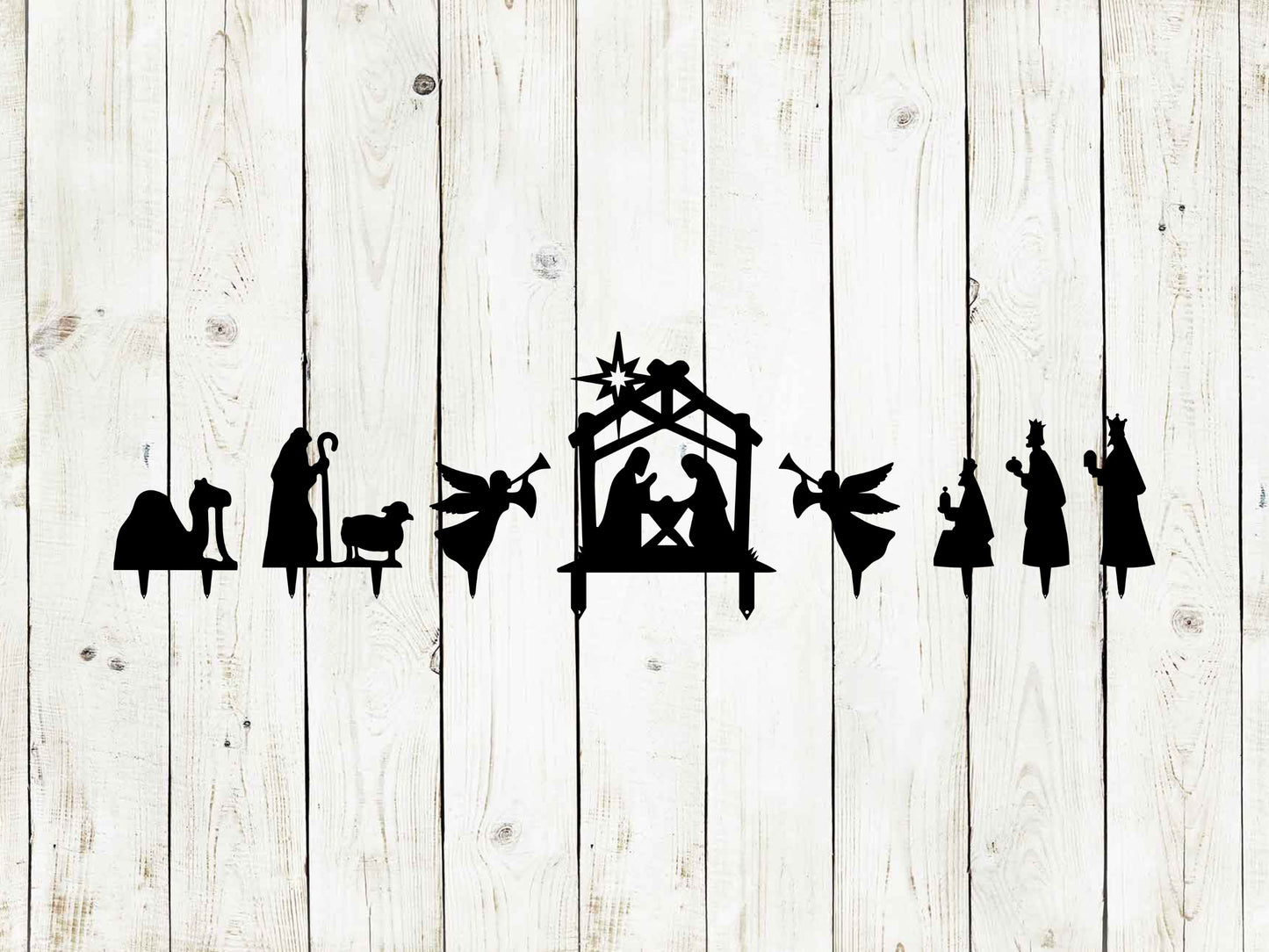 Nativity Set Metal Yard Sign