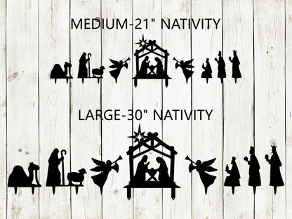 Nativity Set Metal Yard Sign