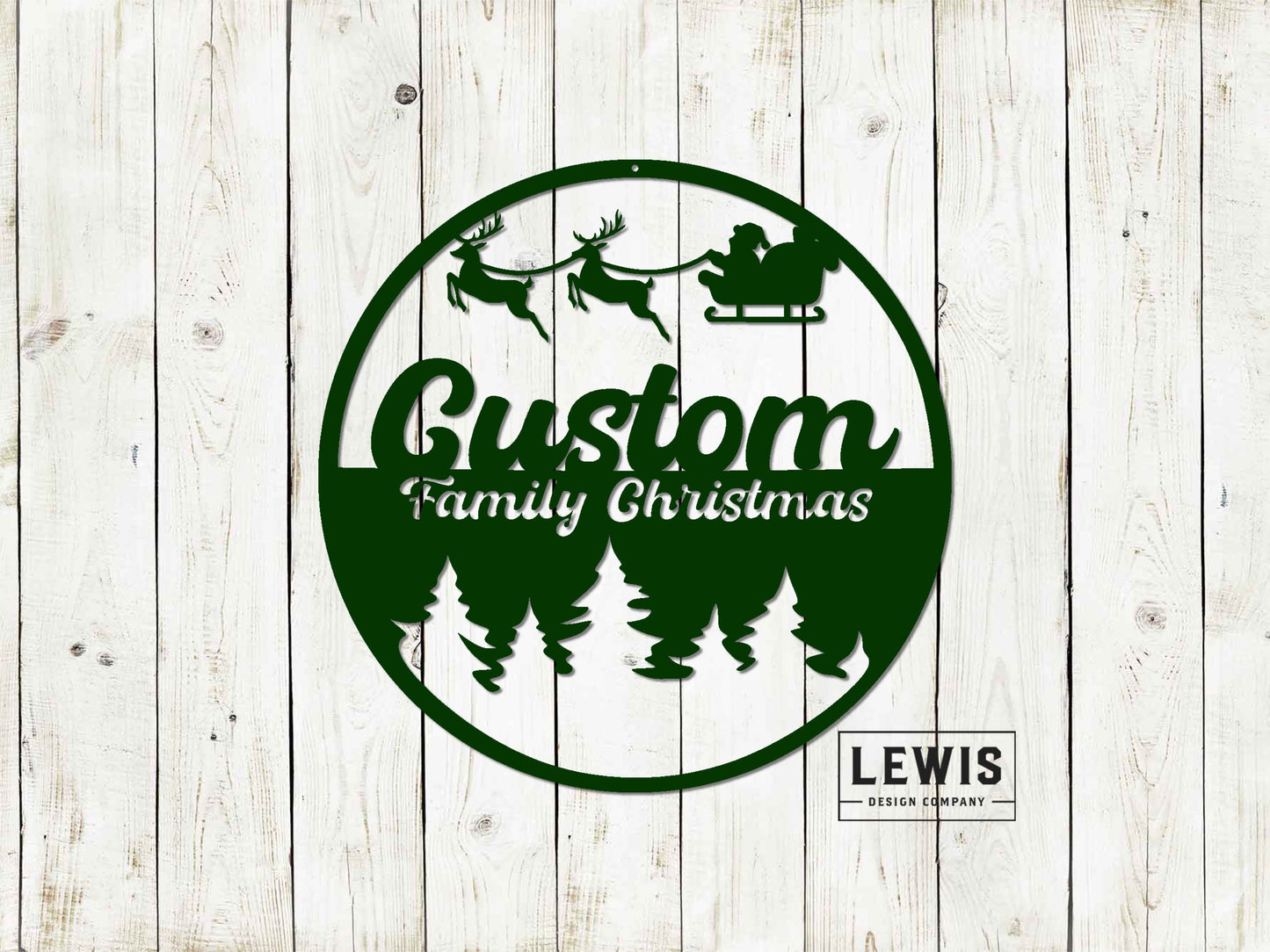 Santa Family Christmas Custom Name Metal Sign