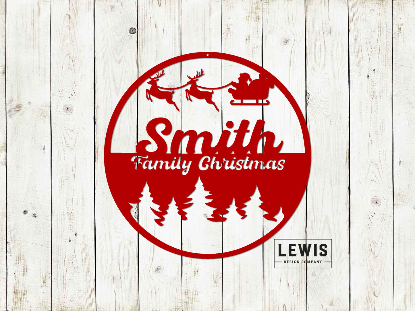 Santa Family Christmas Custom Name Metal Sign