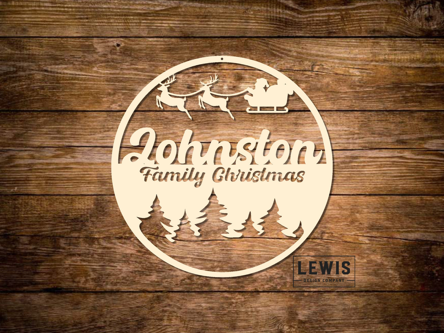 Santa Family Christmas Custom Name Metal Sign