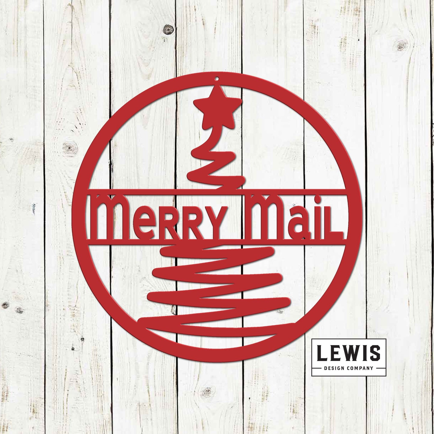 Modern Merry Mail Christmas Metal Sign