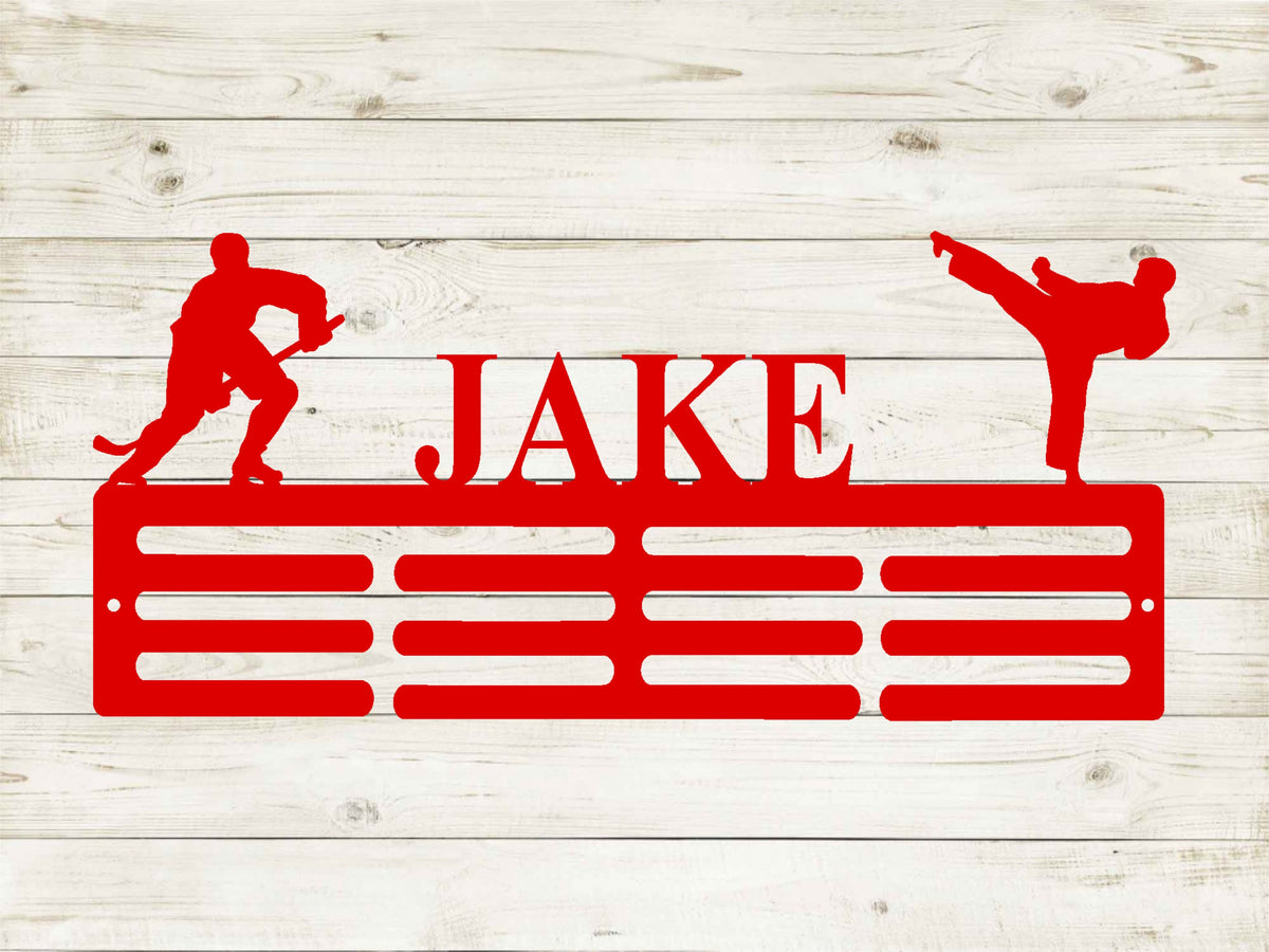 Male Sports Medal Hanger You Choose 2 Sports with Name