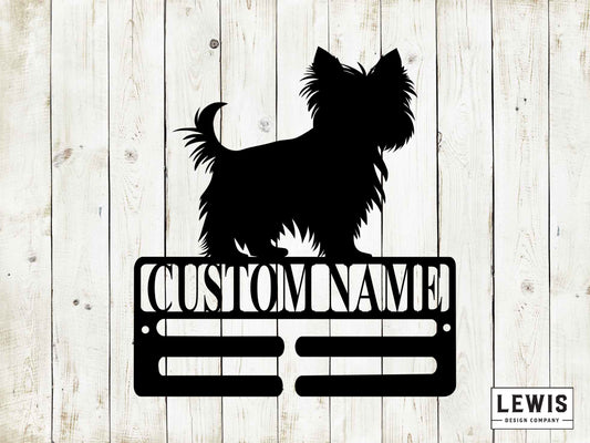 Yorkshire Terrier Leash Hanger with Custom Name, Metal Sign, Yorkie Sign, Custom Metal Sign, Yorkie, Dog Lovers, Dog Sign, Dog Leash Hanger