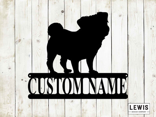 Pug Wall Sign with Custom Name, Metal Sign, Pug Sign, Custom Metal Sign, Pug, Pug Name Sign, Dog Lovers, Dog Sign, Custom Name Dog Sign