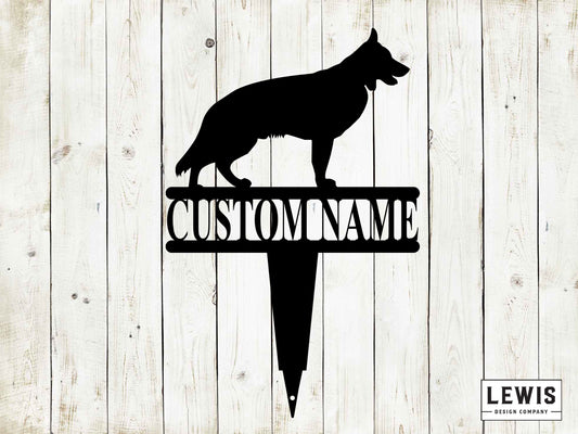 German Shepherd Yard Stake with Custom Name, German Shepherd Sign, Custom Metal Stake, Dog Lovers, Dog Sign, Custom Name Dog Sign