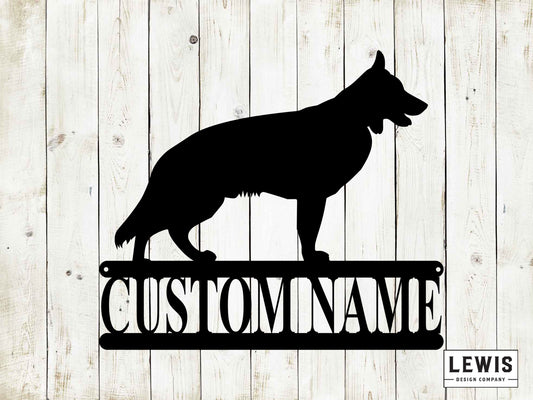 German Shepherd Wall Sign with Custom Name, Metal Sign, German Shepherd Sign, Custom Metal Sign, Dog Lovers, Dog Sign, Custom Name Dog Sign