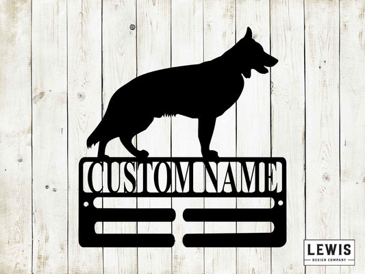 German Shepherd Leash Hanger with Custom Name, Metal Sign, Custom Metal Sign, German Shepherd, Dog Lovers, Dog Sign, Dog Leash Hanger