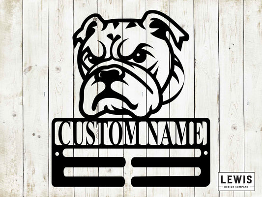 Bulldog Leash Hanger with Custom Name, Metal Sign, Bulldog Sign, Custom Metal Sign, Bulldog, Dog Lovers, Dog Sign, Dog Leash Hanger