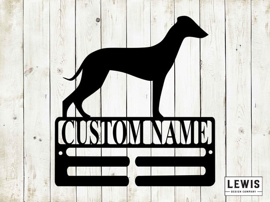 Whippet Leash Hanger with Custom Name, Metal Sign, Whippet, Custom Metal sign, Whippet Sign, Dog Lovers, Dog Sign, Dog Leash Hanger