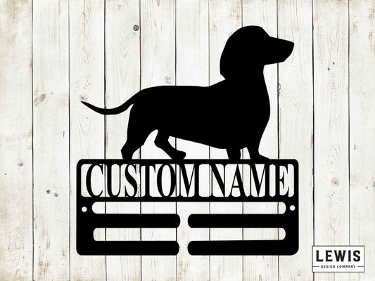 Dachshund Leash Hanger with Custom Name, Metal Sign, Dachshund, Custom Metal sign, Dachshund Sign, Dog Lovers, Dog Sign, Dog Leash Hanger