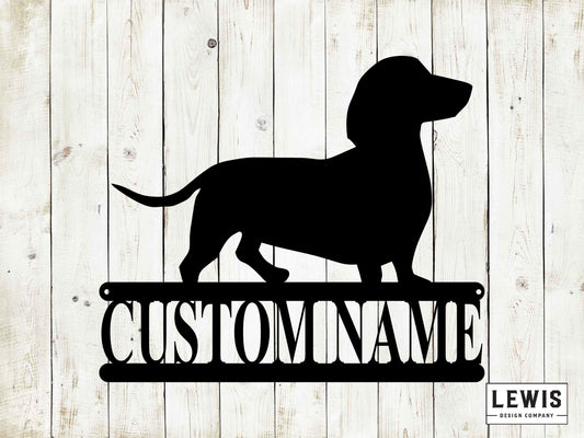 Dachshund Wall Sign with Custom Name, Metal Sign, Dachshund, Custom Metal Sign, Dachshund Wall Sign, Dachshund Name sign, Dog Lover