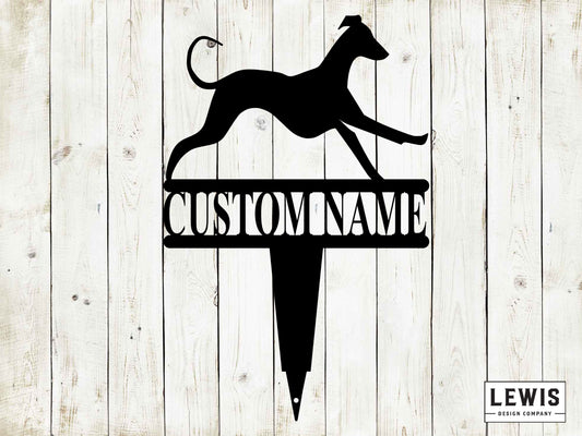 Greyhound Yard Stake with Custom Name, Greyhound Sign, Custom Metal Stake, Greyhound Name Stake, Dog Lovers, Dog Sign, Greyhound Yard Sign