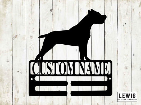 Pitbull Leash Hanger with Custom Name, Metal Sign, Pitbull, Custom Metal sign, Dog Lovers, Dog Sign, Dog Leash Hanger, Pitbull Dog