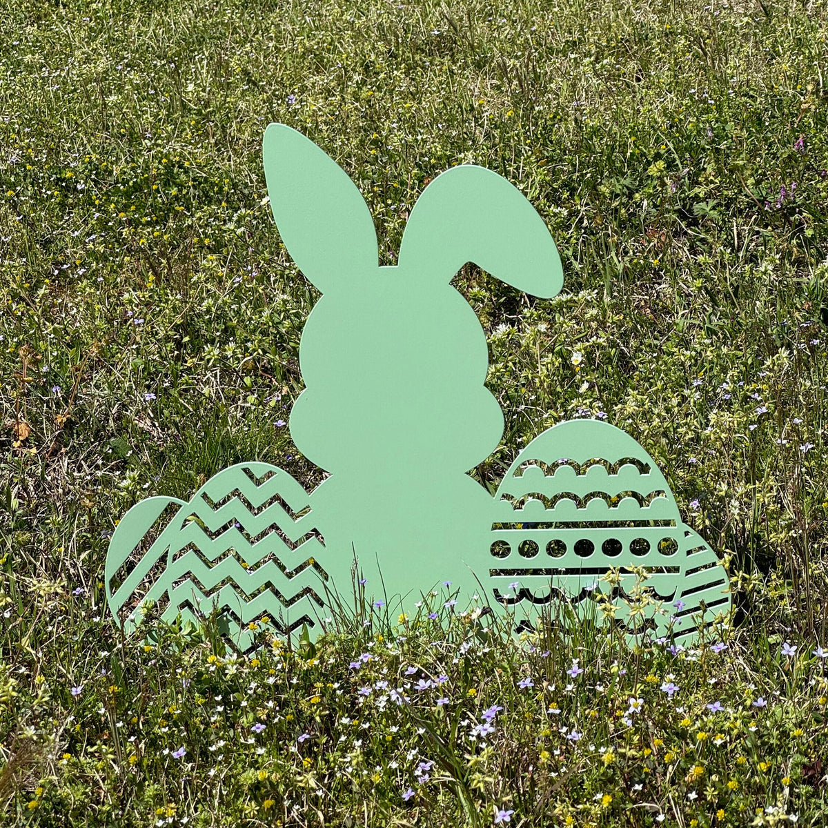 Easter Bunny with Easter Eggs Metal Yard Stake