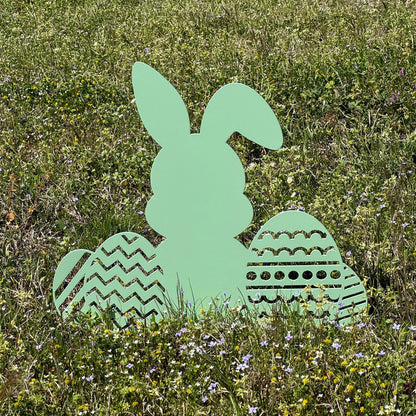 Easter Bunny with Easter Eggs Metal Yard Stake