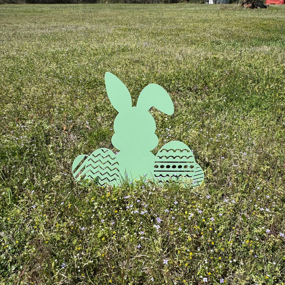 Easter Bunny with Easter Eggs Metal Yard Stake