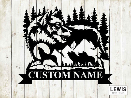 Wolf Custom Name Metal Sign, Ranch Sign, Rancher, Wolf, Lodge Sign, Hunting Sign, Hunter, Outdoorsman, Ranch Address Sign, Mountains, Coyote