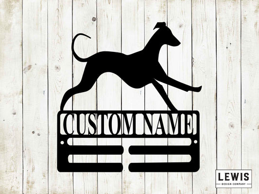 Greyhound Leash Hanger with Custom Name, Metal Sign, Greyhound, Custom Metal sign, Dog Lovers, Dog Sign, Dog Leash Hanger, Greyhound Gift