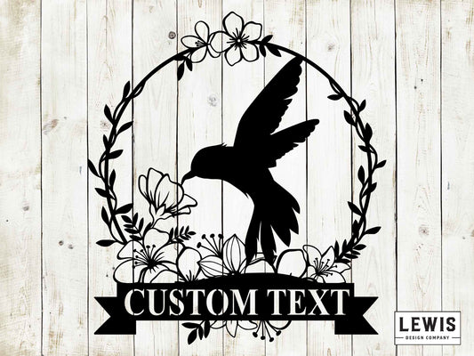 Hummingbird Metal Sign With Custom Monogram - Metal Sign, Garden Decoration, Wall Decoration, Patio Decoration, Outdoor Space, Hummingbird