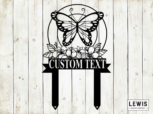 Custom Butterfly Garden Metal Stake, Personalized Garden Sign, Garden, Garden Art, Metal Yard Art, Metal Garden Sign,  Butterfly Garden