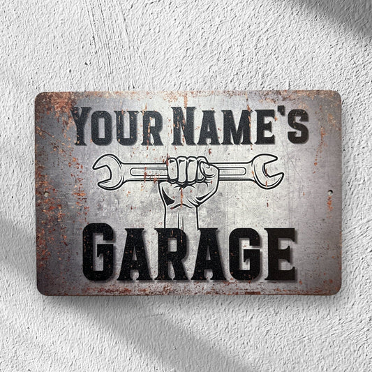 Custom Rusty Garage Sign, Custom Metal Powder Coated & Printed Name Sign