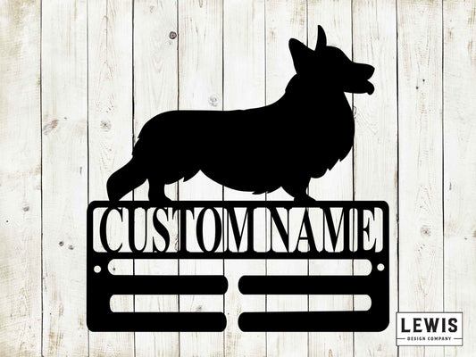 Corgi Leash Hanger with Custom Name, Metal Sign, Corgi, Custom Metal sign, Dog Lovers, Dog Sign, Dog Leash Hanger, Corgi Dog