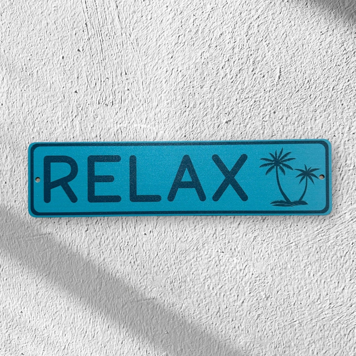 Printed Relax Beach Sign, Custom Metal Powder Coated & Printed Name Sign