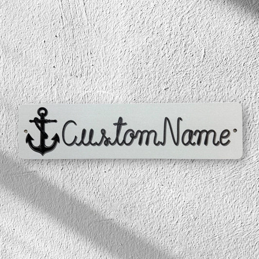 Custom Printed Boat Nameplate, Custom Metal Powder Coated & Printed Name Sign