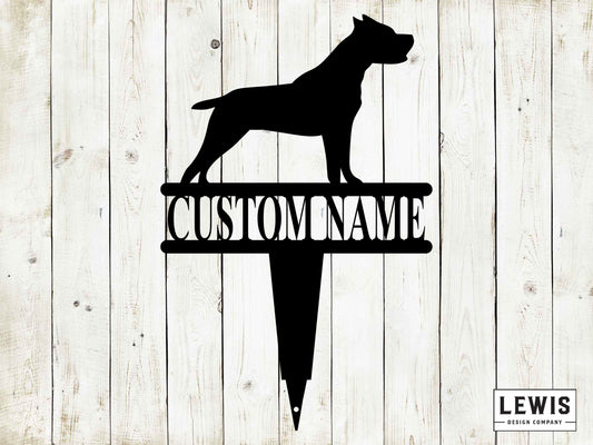 Pitbull Yard Stake with Custom Name, Pitbull Sign, Custom Metal Stake, Pitbull Name Stake, Dog Lovers, Dog Sign, Pitbull Sign