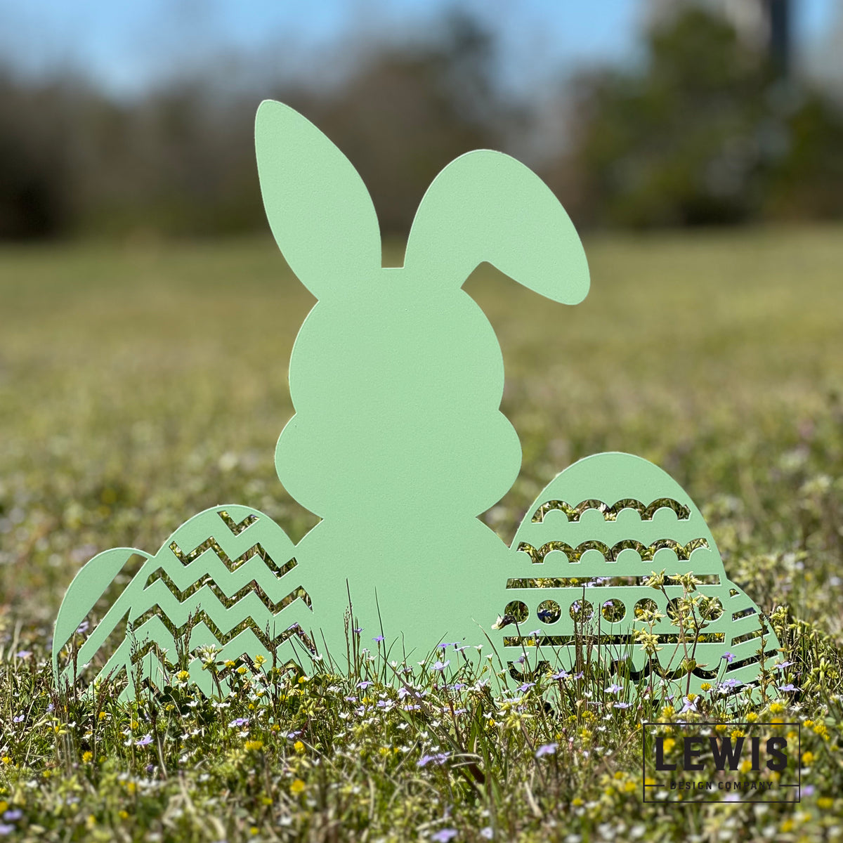 Easter Bunny with Easter Eggs Metal Yard Stake
