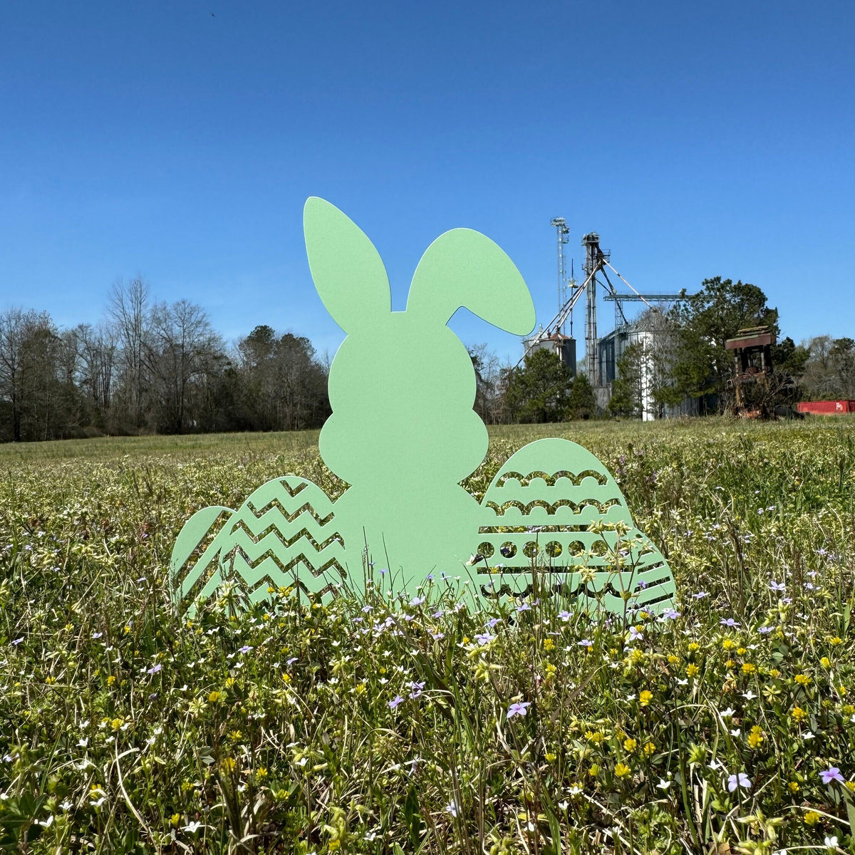 Easter Bunny with Easter Eggs Metal Yard Stake