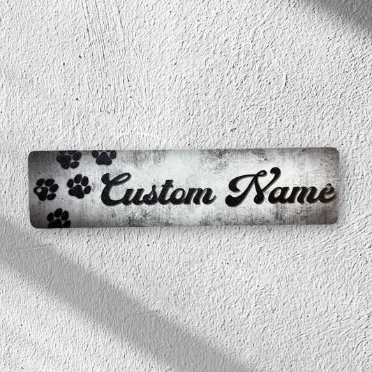 Custom Dog Nameplate, Custom Metal Powder Coated & Printed Name Sign