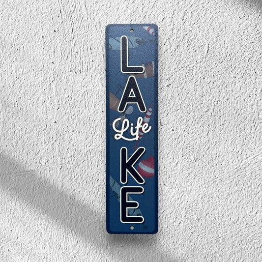 Lake Life Aluminum Sign, Custom Metal Powder Coated & Printed Name Sign