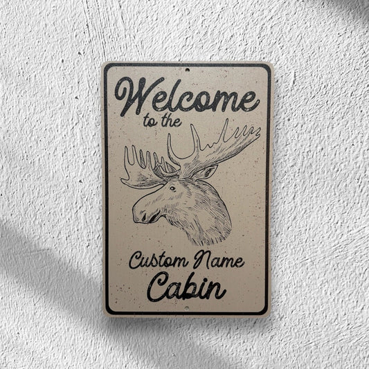 Custom Cabin Welcome Sign, Custom Metal Powder Coated & Printed Name Sign