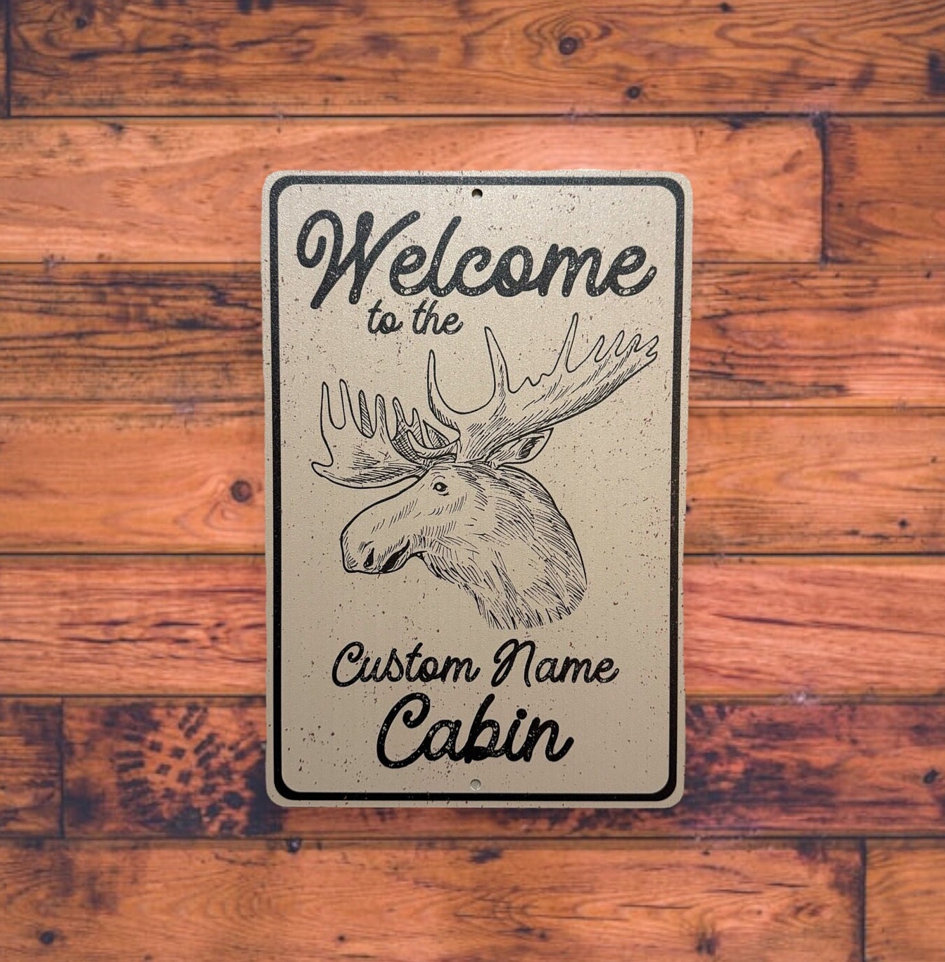 Custom Printed Welcome Cabin Sign, Custom Metal Powder Coated & Printed Name Sign
