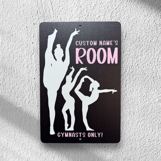 Custom Gymnastics Room Sign, Custom Metal Powder Coated & Printed Name Sign