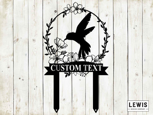 Custom Hummingbird Garden Metal Stake, Personalized Garden Sign, Garden, Garden Art, Metal Yard Art, Metal Garden Sign,  Hummingbird