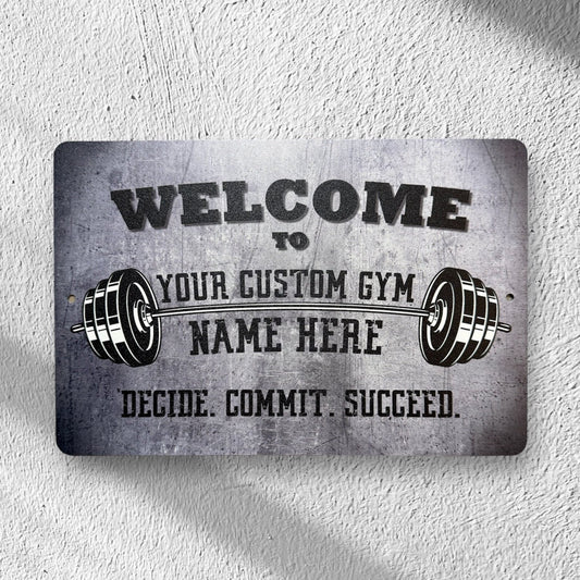 Custom Gym Welcome Sign, Custom Metal Powder Coated & Printed Name Sign