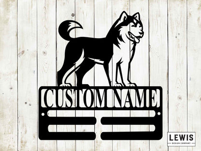Husky Leash Hanger with Custom Name, Metal Sign, Husky, Custom Metal sign, Dog Lovers, Dog Sign, Dog Leash Hanger, Husky Dog