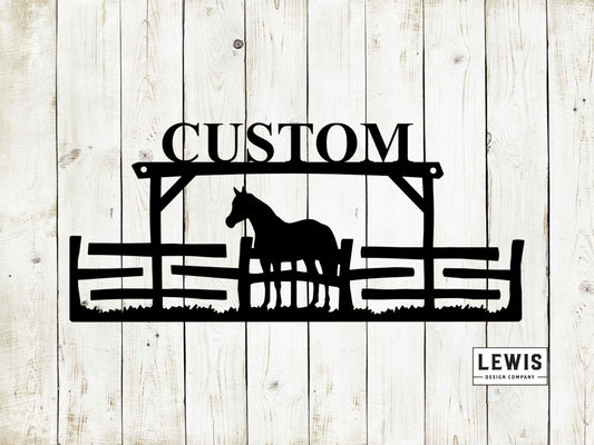 Horse Fence Custom Name Medal Hanger, Powdercoated Metal Ribbon/Medal Display, rodeo