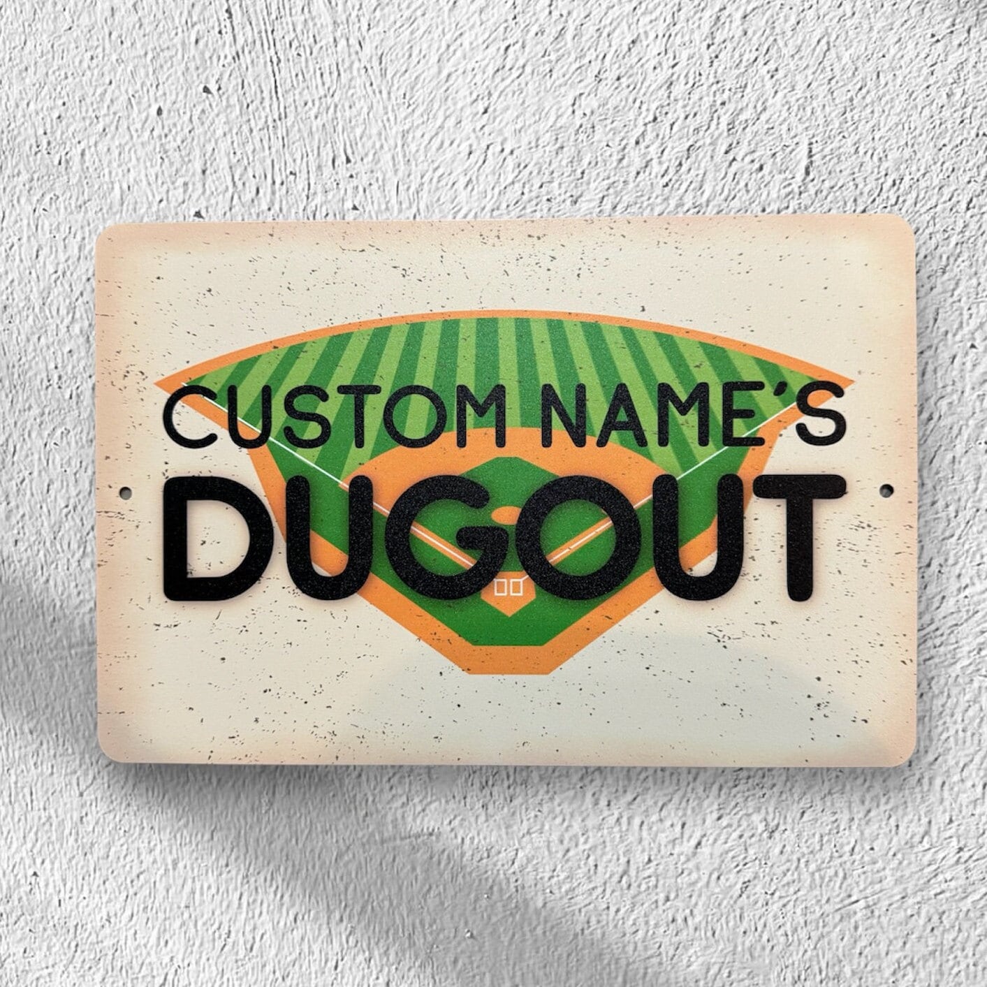 Custom Printed Baseball Room Sign, Custom Metal Powder Coated & Printed Name Sign