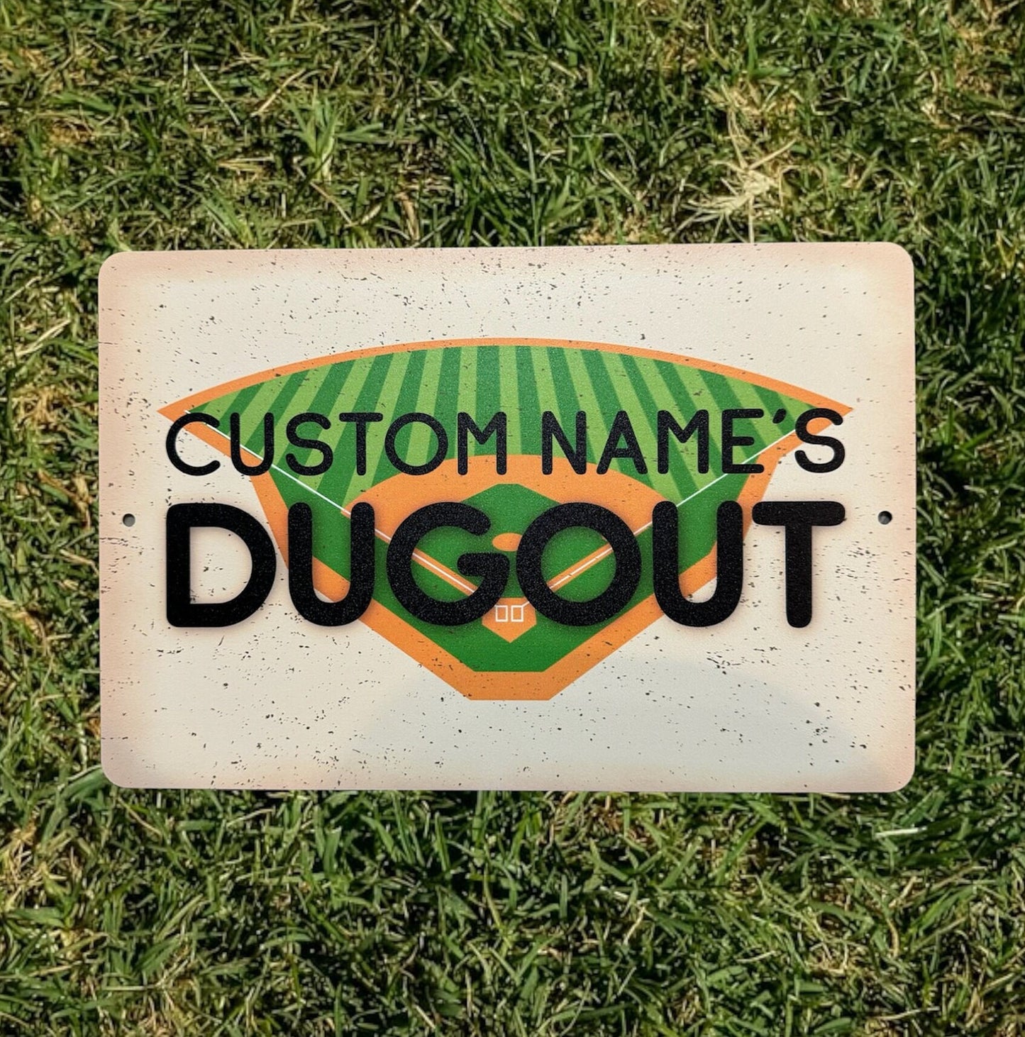 Custom Printed Baseball Room Sign, Custom Metal Powder Coated & Printed Name Sign